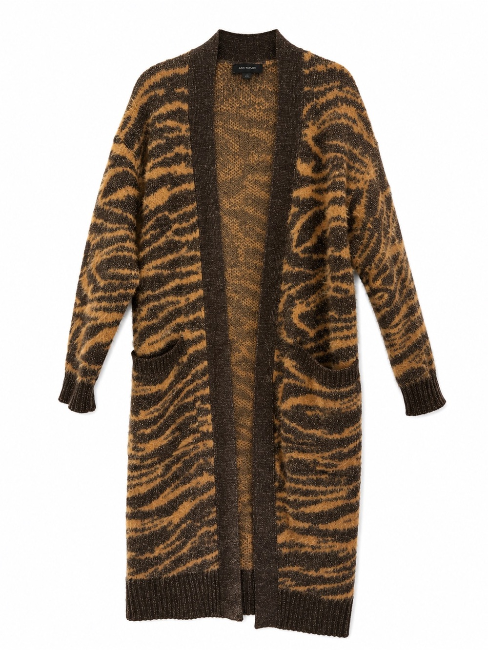 Ann Taylor Animal Print Long Cardigan Sweater Size Small